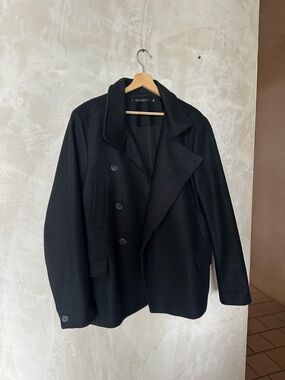 All Saints Melrose Wool Pea Coat Black Size M